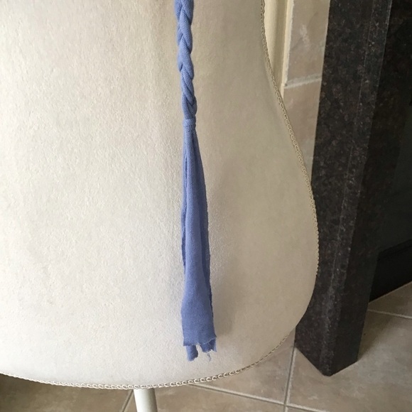 NEW Scarf Necklace Blue Multi Loop Braid Tassel Knot Multi Loop SOFT Knit Boho - Picture 6 of 9